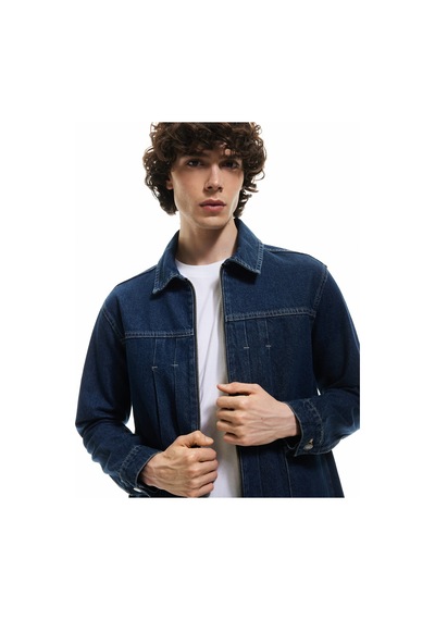Koton Fermuarlı Pamuklu Cepli Dikiş Detaylı Gömlek Yaka Denim Ceket Koyu İndigo 5sam50022nd Indıgo Koton Fermuarlı Pamuklu Cepli Dikiş Detaylı Gömlek Yaka Denim Ceket Koyu İndigo 5sam50022nd Indıgo
