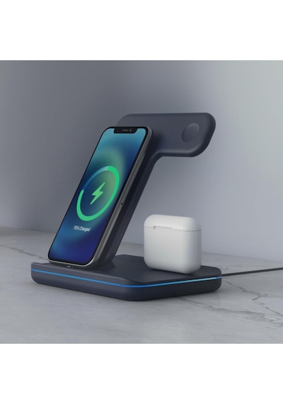 Nautica CH400 Apple Uyumlu iOS 3'in 1 Magsafe 15W Hızlı Şarj istasyonu Navy