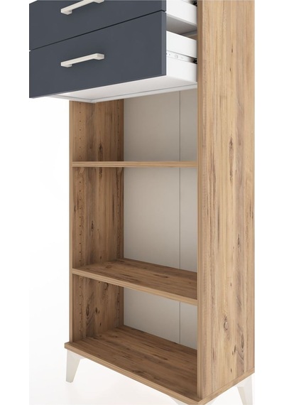 Hyperion Dolap 2 Raflı 2 Çekmeceli 60x44x134 Çam-antrasit Atlas Çam
