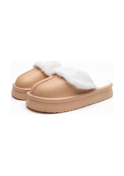 Fox Shoes T918264209 Vizon İçi Peluş Kadın Terlik Vizon