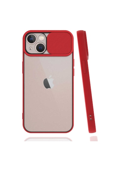 Kilifone - Apple Uyumlu iPhone 13 Mini - Kılıf Slayt Sürgülü Arkası Buzlu Lensi Kapak - Kırmızı