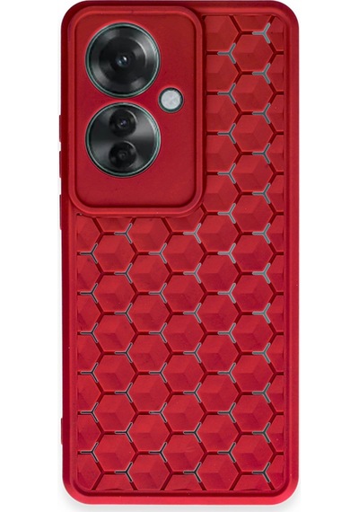 Newface Oppo Reno 11f Kılıf Petek Silikon Kapak - Kırmızı Kırmızı