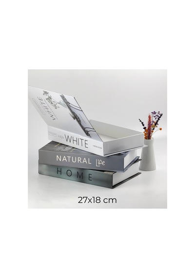 3 Lü Kitap Görünümlü Dekoratif Kutu Seti, Home, White, Naturel, Set-1 - Bga6677519
