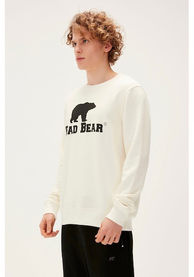 Bad Bear Logo Crewneck Erkek Ekru Sweatshirt 22.02.12.007-c108 001