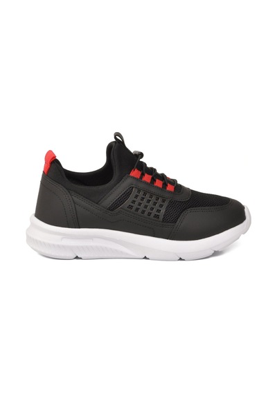 Walkway Siyah Beyaz Fileli Hafif Esnek Unisex Çocuk Spor Ayakkabı 9060 Motano F Siyah-beyaz-kırmızı