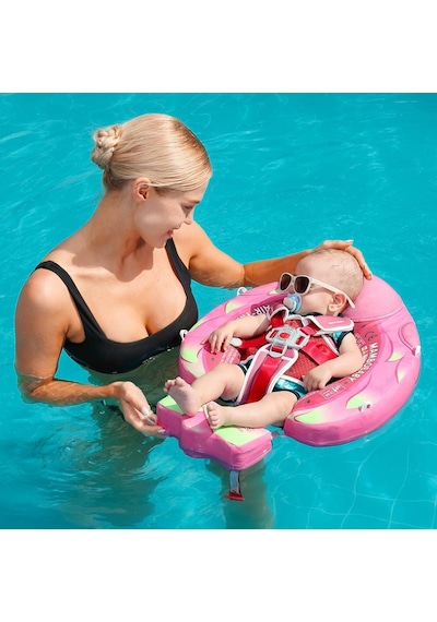 Mambobaby Yüzme Simidi - Pitaya, Emniyetli, Gölgelikli Ve Ayak Destekli