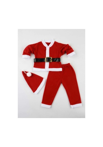 Pazarız Pembecin Unisex Kırmızı Bebek Noel Baba Şapkalı Yılbaşı Takımı Kırmızı