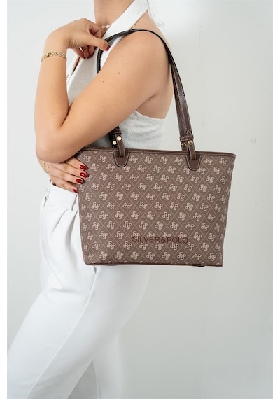 Silver Polo Sp1204 Kadın Omuz Çantası Monogram Kahve-kahve