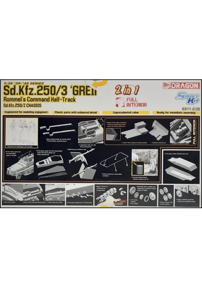 Dragon 6911 1/35 Ölçek, Sd.kfz.250/3 Greif- Rommel's Command Yarı Paletli Personel Taşıyıcı Plastik Model Kiti-51096 Dragon 6911 1/35 Ölçek, Sd.kfz.250/3 Greif- Rommel's Command Yarı Paletli Personel Taşıyıcı Plastik Model Kiti-51096
