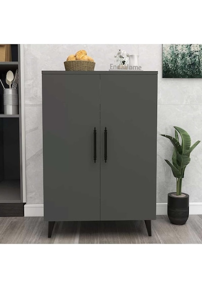 Reyo Home Enda 3 Raflı 2 Kapaklı Çok Amaçlı Dolap Antrasit Diğer