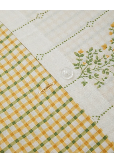 Delicate Bloss Pamuklu Çift Kişilik Nevresim Seti 200x220 Cm Sarı-yeşil