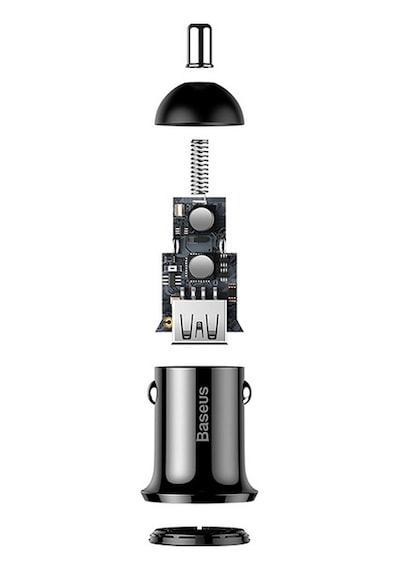 Baseus Grain Pro Dual Usb 4.8A Max Çıkışlı Hızlı Araç Şarj Başl Siyah