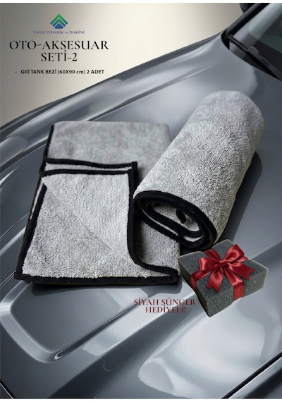 Oto Aksesuar Seti-2 ADET 60X90 cm GRİ TANK BEZİ