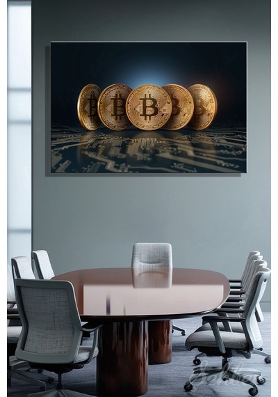 Tekli Yatay Kanvas Dekoratif Duvar Tablosu Kripto Para Bitcoin Borsa Forex 831