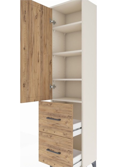 Arges Dolap 4 Raflı 2 Çekmeceli Tek Kapaklı 44x30x182 Aytaşı-çam Aytaşı