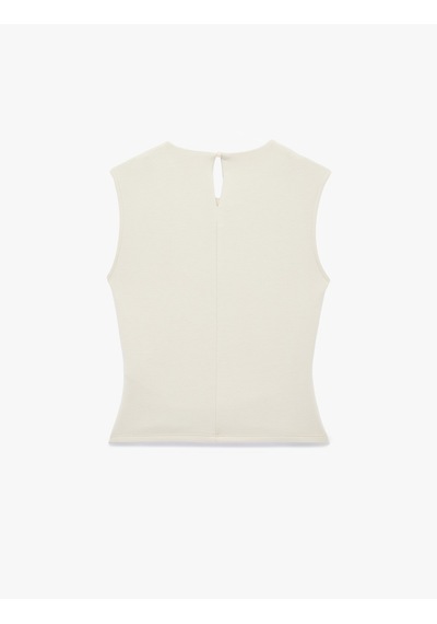 Koton Scuba Kumaş Drape Detaylı Kolsuz Bisiklet Yaka Bluz Bej 6sak10008ek Ekru