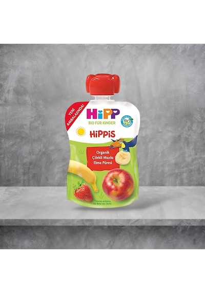 Organik Çilekli Muzlu Elma Püresi 100 Gr