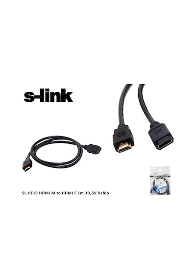 S-Link Sl-Hf10 Hdmı M To Hdmı F 1 Mt 3D.3V Kablo Hdmı Erkek To Hd
