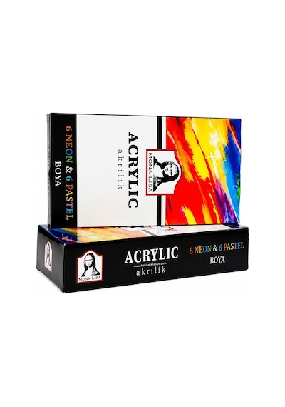 Neon Ve Pastel Akrilik Boya 12 Renk 1 Paket Monalisa 22 Ml 12 Li Akrilik Boya Resim Dersi Tuval Ahşap Taş Boya Seti Çok Renkli
