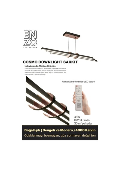 Cosmo Rose Gold Downlight Sarkıt Aşağı Yönlü Modern Led Linear Avize Doğal Işık