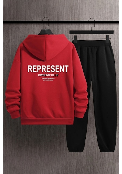 Uyguntarz Unisex Represent Baskılı Eşofman Takımı Kırmızı