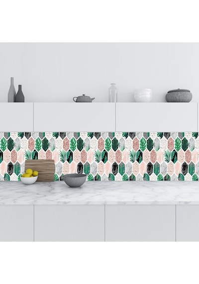 Tezgah Arası Folyo Kaplama Folyosu Altıgen Çiçek 60x200 Cm Diğer