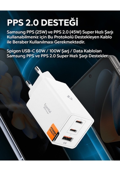 Spigen Ach08710 67 W Hızlı Şarj Adaptörü