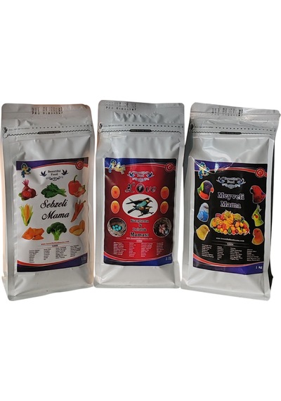 Beautiful Food 3lü Kuş Maması Yemi Seti 1 Kgx3 Sebzeli 1 Kg+ Love 1 Kg +meyveli 1kg Muhabbet Kuşu Kanarya Sultan Papağanı Cennet Papağanı
