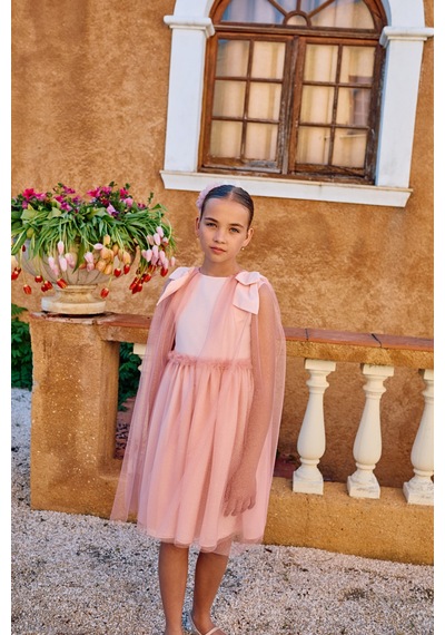 Panço Patachou Kız Çocuk Beyaz Elbise Pembe