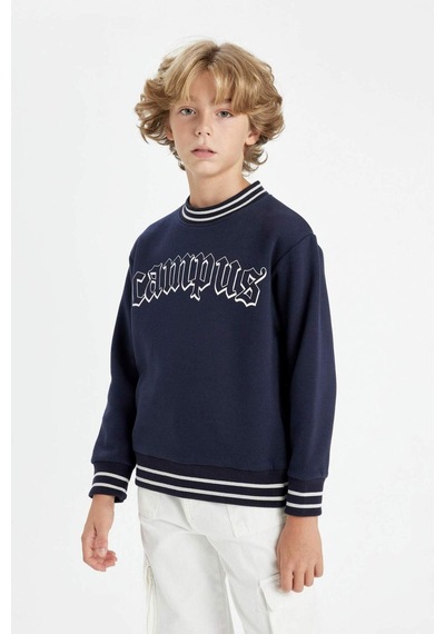 DeFacto Erkek Çocuk Lacivert Oversize Geniş Kalıp Bisiklet Yaka Baskılı Kalın Sweatshirt D1911A824WNNV135 DeFacto Erkek Çocuk Lacivert Oversize Geniş Kalıp Bisiklet Yaka Baskılı Kalın Sweatshirt D1911A824WNNV135