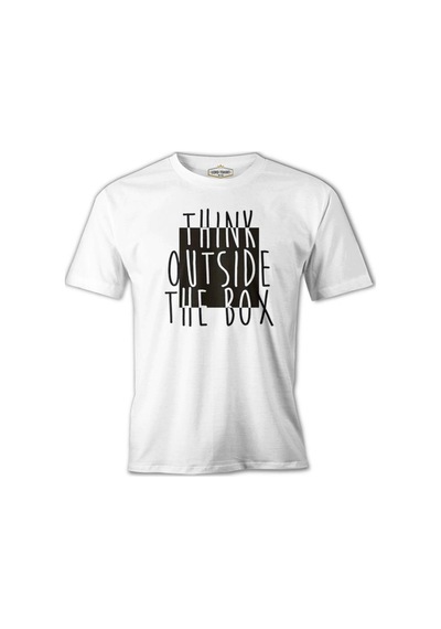 Think Outside The Box Beyaz Erkek Tshirt