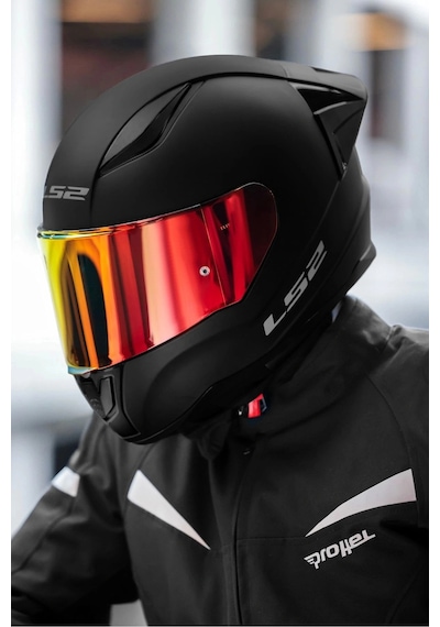 LS2 Rapıd 2 Race Kırmızı Şeffaf Camlı Kask Mat Siyah