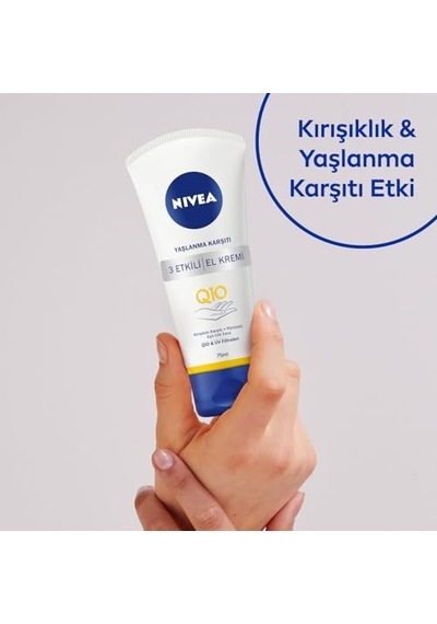 Nıvea Q10 Yaşlanma Karşıtı 3 Etkili El Kremi, 75 Ml, Yoğun Nemlendirici