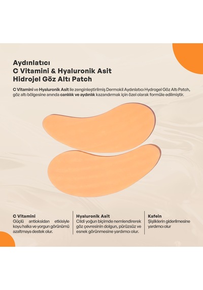 Dermokil Aydınlatıcı C Vitamini & Hayluronik Asit Hidrojel Patch Göz Altı Maskesi X 5 Adet