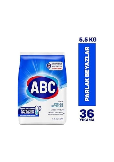 Abc Deterjan Matik Parlak Beyazlar Toz Çamaşır Deterjanı 5,5 Kg 3 Paketi