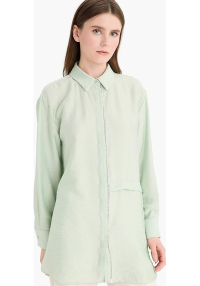 Defacto Relax Fit Uzun Kollu Tesettür Gömlek Tunik F1357ax25smgn1181 Yeşil