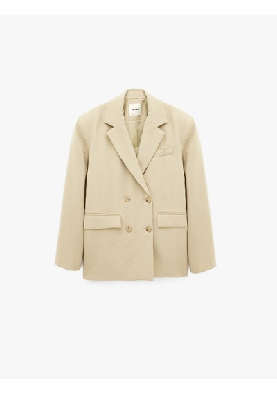 Koton Cepli Uzun Kollu Düğmeli Kruvaze Oversize Blazer Ceket Taş 7wak50007pw