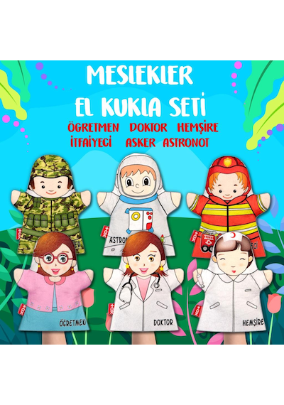 6 Parça Tox Meslekler El Kukla Set , Eğitici Oyuncak