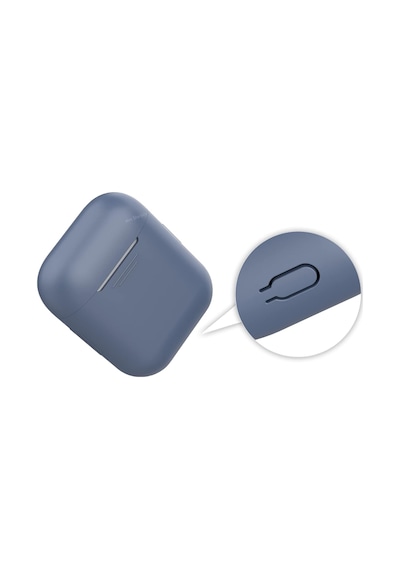 Airpods 1 2 Nesil Uyumlu Silikon Kılıf İnce Ve Hafif Tasarım, Darbe Emici Yumuşak Doku, Kablosuz Şarj Ve Led Gösterge Uyumlu Koruyucu Kılıfk Lacivert Mavi