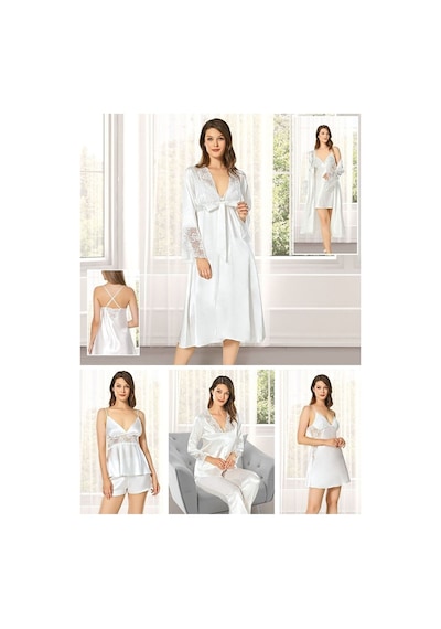 Alissa 8640 Kadın Çeyizlik Saten 6'lı Set-ekru Ekru