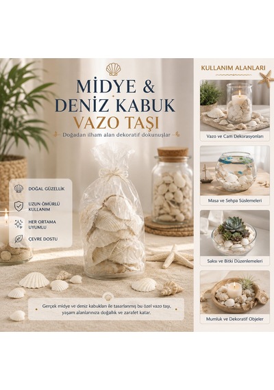 Poşetli Renkli Mix Midye - Deniz Kabuk Vazo Taşı 5250