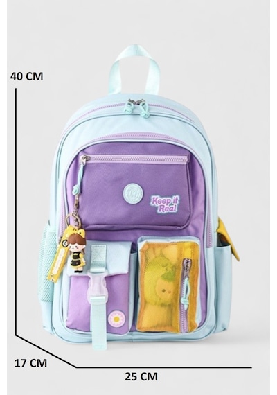 Muggle 2214 İthal Ürün Üst Kalite Unisex Çocuk Üçlü Set İlkokul Sırt Çantası Mor