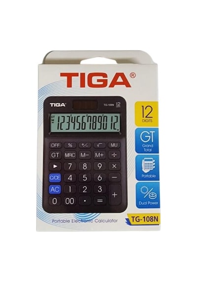 Tiga Tg-108n Masaüstü 12 Haneli Hesap Makinesi Siyah