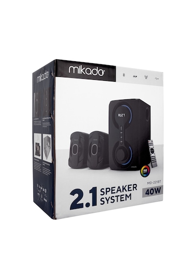 Mikado  Md-221Bt 2+1 40W Siyah Usb+Tf Cart+Fm+Bluetooth  Speaker