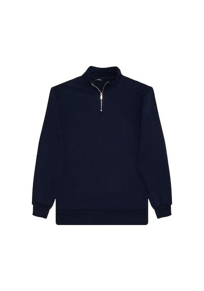 Tudors Unisex 3'lü Paket Lacivert-indigo-gri Relax Fit Pamuklu Yarım Fermuarlı Dik Yaka Sweatshirt-41479 Çok Renkli
