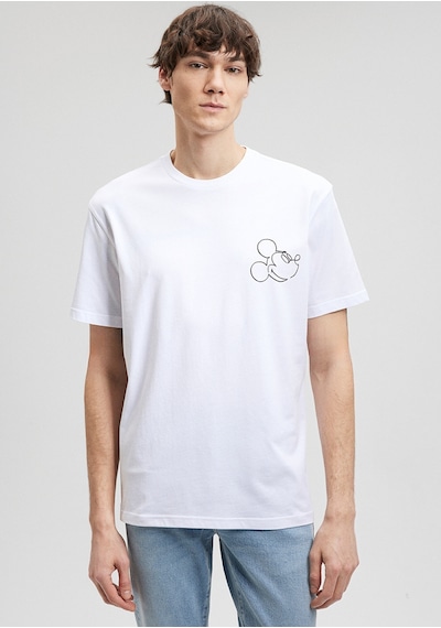Mavi - Mickey Mouse Baskılı Beyaz Tişört 0611979-620 Beyaz