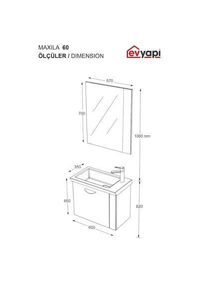 Biani Maxila 60 cm Banyo Dolabı,Seramik Lavabolu, Aynalı,Lavabo Dahil,Mdf,Beyaz Biani Maxila 60 cm Banyo Dolabı,Seramik Lavabolu, Aynalı,Lavabo Dahil,Mdf,Beyaz