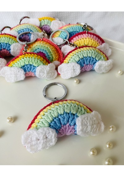 Fynbos Amigurumu Renkli Gökkuşağı Figürlü Anahtarlık