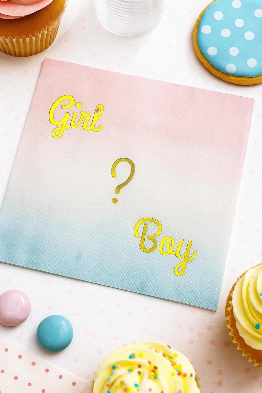 Peçete Cinsiyet Partisi Peçetesi Pembe Mavi Geçişli Girl Boy Yazılı Lüks Cinsiyet Peçetesi 20li +3
