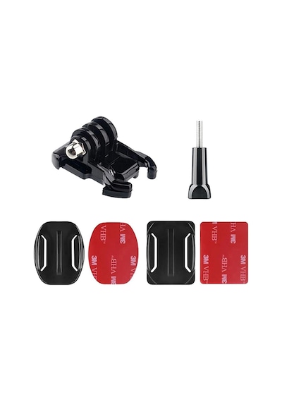 Gplus Bs06kyvh 6 Parça Oval Eğimli Zemin Ve Flat Düz Yüzey Vidalı Hızlı Tak Aksiyon Kamera Uyumlu 3m Yapışkanlı Motor Kask Bağlantı Base Seti Siyah